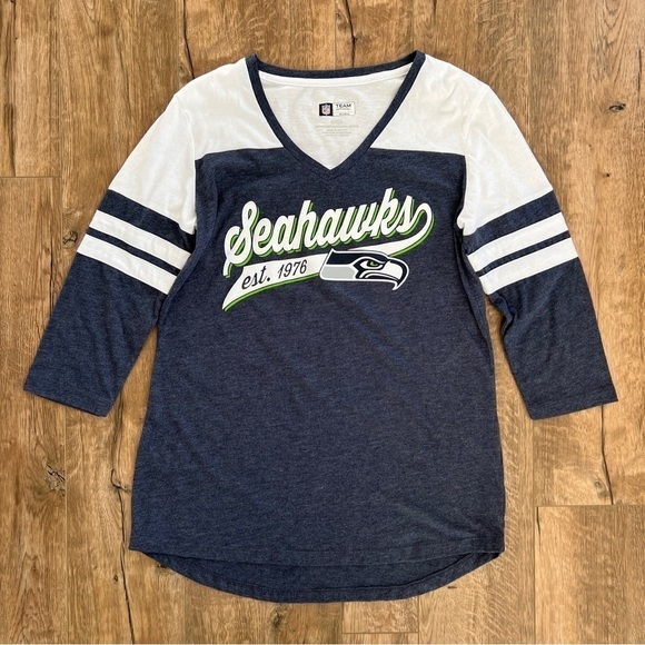 Seattle Seahawks T Shirt 3/4 Sleeve NFL Team Apparel Football Casual Top - Picture 5 of 13